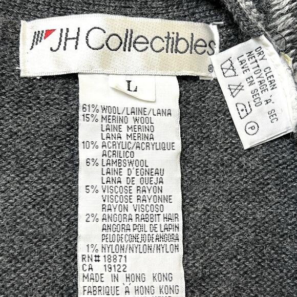 JH Collectibles Sweater Vest Fair Isle Womens Large Gray Wool Blend Beaded Vtg - Picture 3 of 6